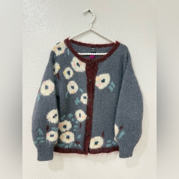 Gennie De Lange Sweaters - Vintage Gennie De Lange Mohair and Wool Blend Sweater Cardigan Sz L New Zealand